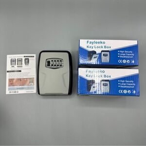 Fayleeko Wall-Mounted 2-pack Safe Key Lock Box Weatherproof Large Capacity Grey